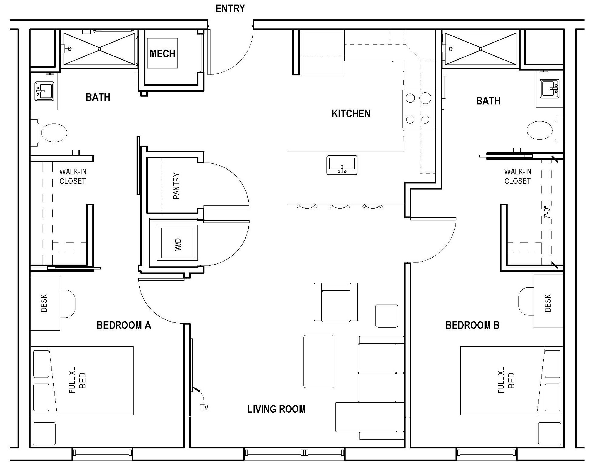 2bed / 2bath Floorplans The Coda on Crouse